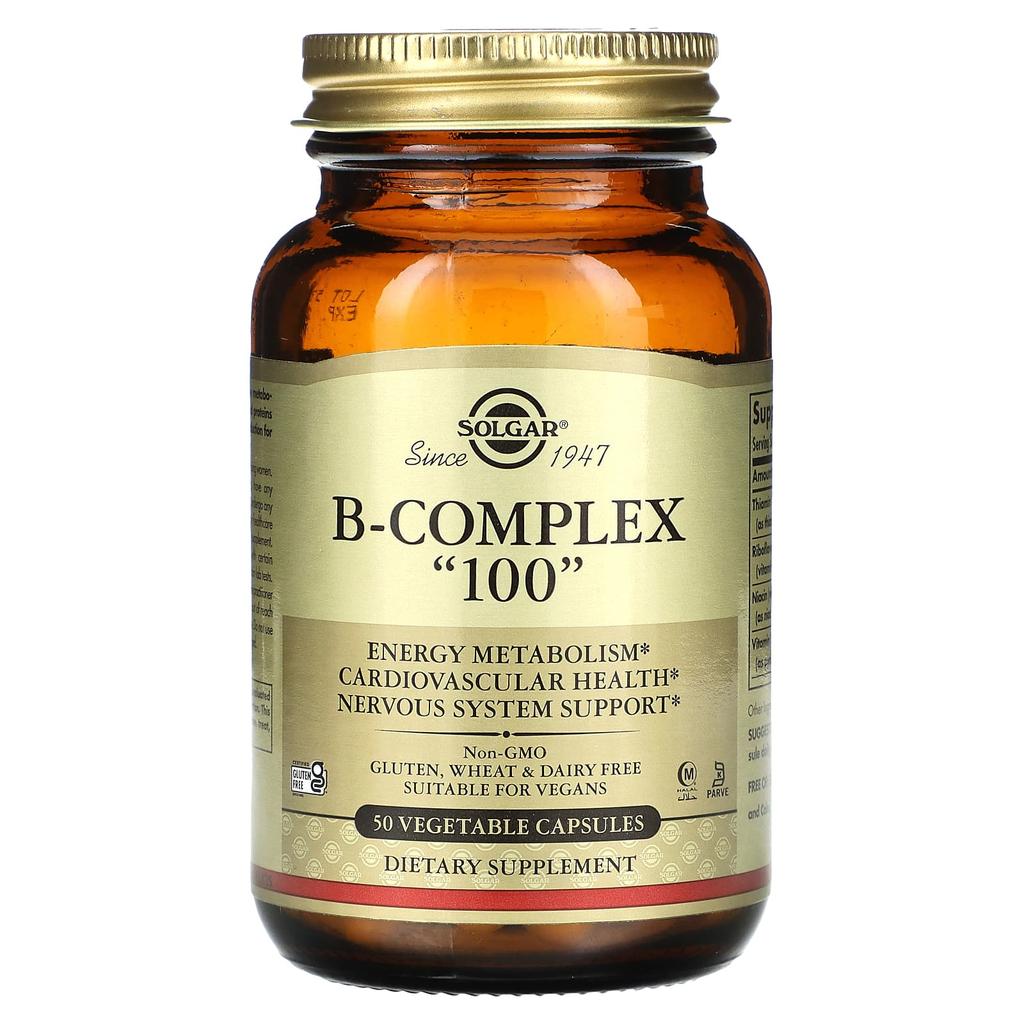 Solgar, B Complex "100", 50 растительных капсул