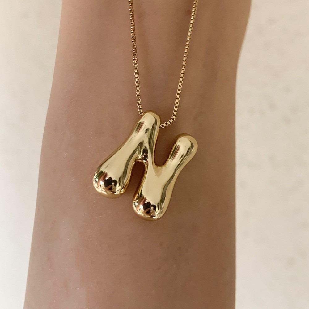 Титановая сталь Женский чокер Золотой Цвет AZ Буква Ключица Цепь Буква Кулон Ожерелье Вечеринка