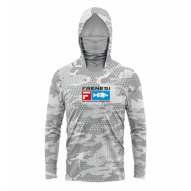 Long Sleeve Fishing Shirts Men Sun Protection Hoodie Mask All-in-one Fishing Clothing Pesca Hunting Camping Angling T-shirt New