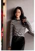 Women's Blue & White Striped Knit Pullover - Spring 2026 Collection