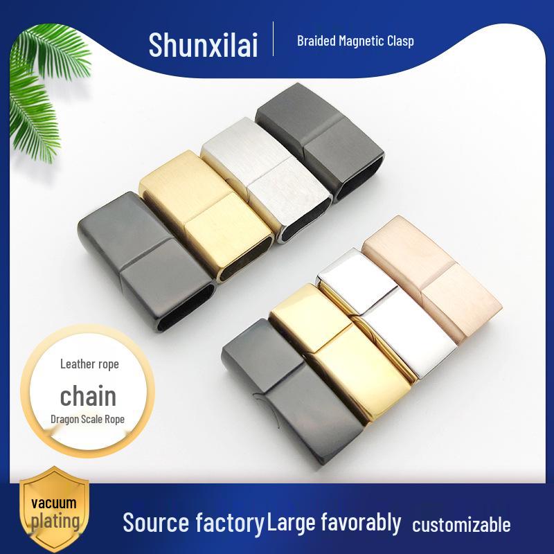 Magnetic Square Hole Cast Clasp for Leather Cord Bracelet - 316 Stainless Steel Titanium Jewelry Accessory