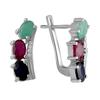Silver Earrings with 1.1ct Natural Sapphire, Emerald, Ruby (2057284)