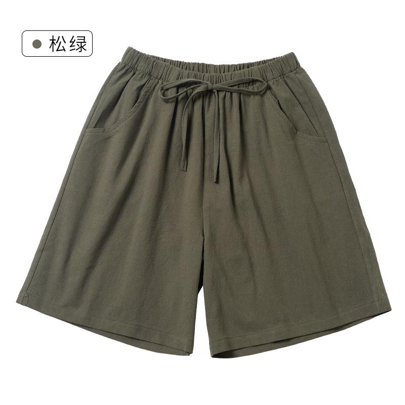 Spring and Summer New Cotton and Linen Shorts Women's Outer Wear Thin A- Shown Wide Leg High Waist Slimming Plus Size Loose Casual Shorts for Women