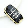 3 Buttons Gold Edge Auto Shell Fob For KIA Sportege Picanto Optima Soul Ceed RIO 3 K2 K3 K4 K5 Sorento Forte Stinger Cerato TPU Car Key Case Cover