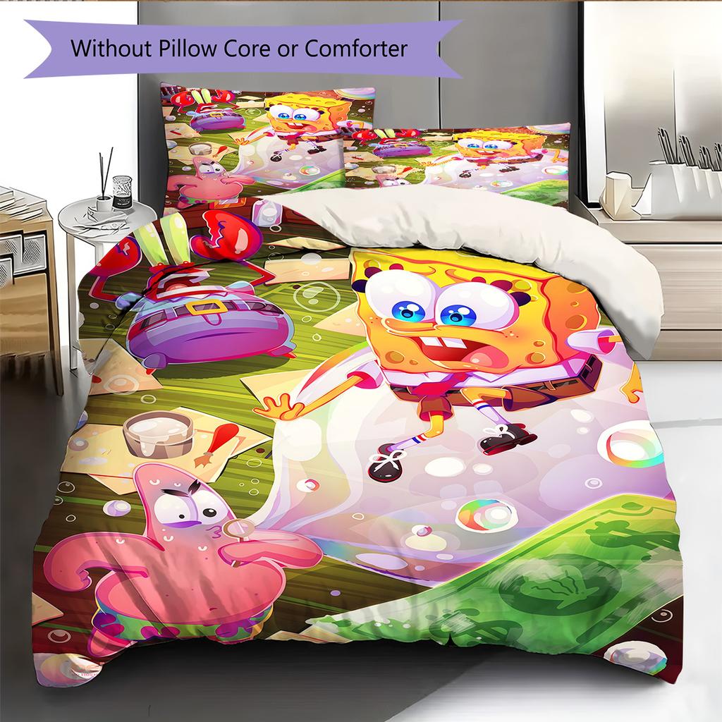 Animation Pattern Bedding Quilt Set Quilt Cover Pillowcase Home Decoration Birthday Gift (1 * duvet cover + 2 * pillowcase, without core)