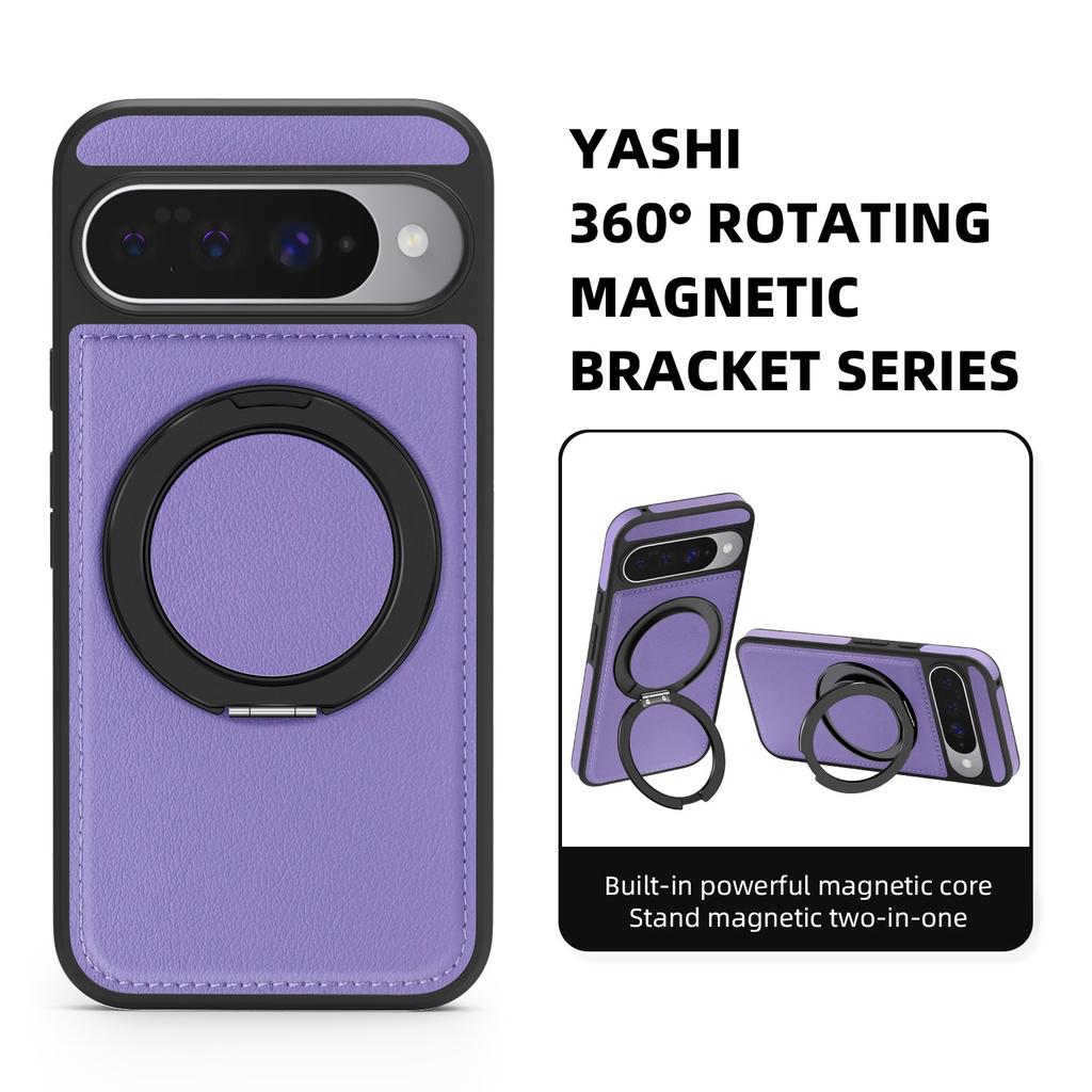For Google Pixel 10 Pro/Pixel 10 Case with Ring Kickstand Magnetic Case PU Leather Back Cover