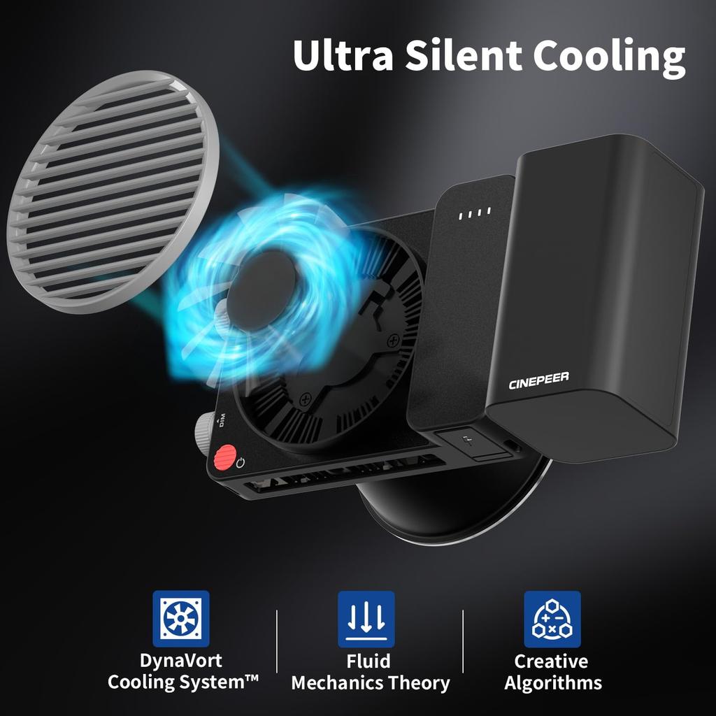 Flagship ZHIYUN CINEPEER CX100 100W COB LED Video Lightweight and 4500mAh Color Black [Official Store] Light, Quiet, Built-in Battery, PD/DC Powered,