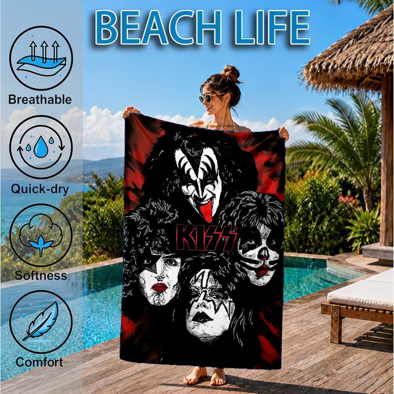 Rock music band Art Beach Towel, Microfiber Beach Towel, Perfect For Pool, Beach, Travel, Home Decor Beach Party Fan gifts