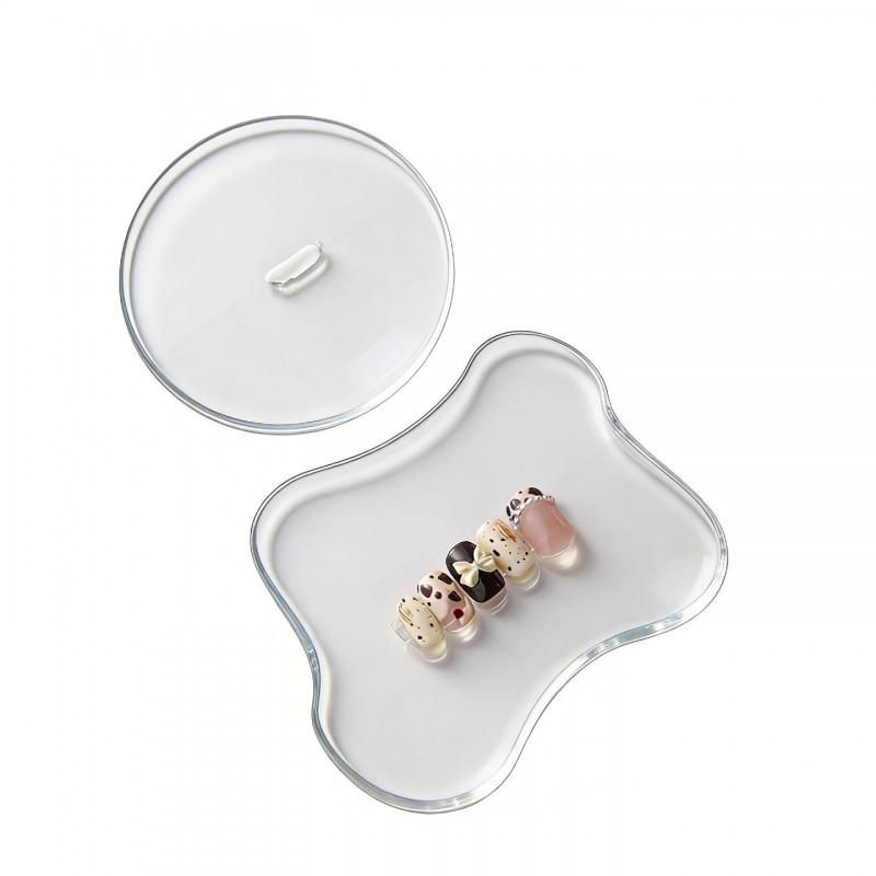 Nail Art Clear Mixing Palette Round Irregular Acrylic Manicure Tool