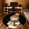 1PC snowman leopard print Office Round Area Rug, Under Office Chairs Bedroom Living Room Home Decor, Carpet for Office -1110143