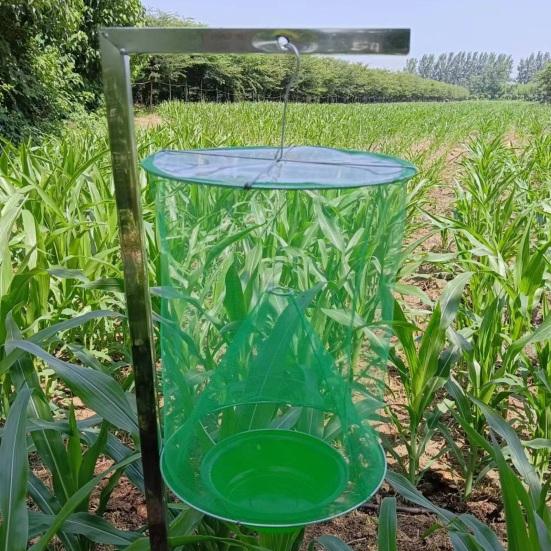 Hanging Fly Trap Indoor Outdoor Garden Farm Barn Ranch Foldable Fly Catcher Bag Heavy Duty Weather-proof Reusable Fly Control Green Cage