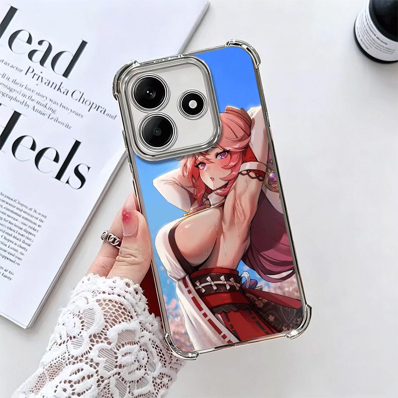 Чехол для телефона с покрытием Genshin Impact Яэ Мико для Xiaomi Redmi Note 14 15 Pro Plus 13 12 11 11S 11T 10 9S 9 5G Противоударный с Airbag Co