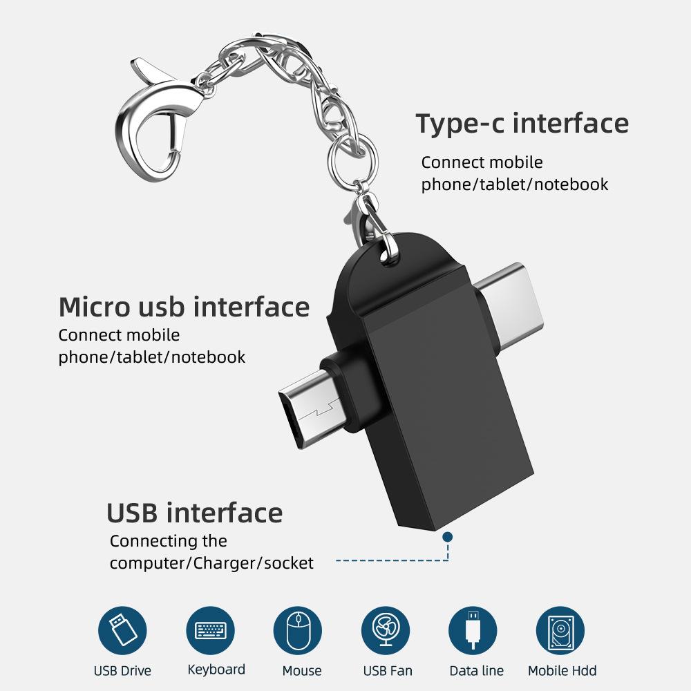 2 в 1 Otg адаптер USB 3,0 «мама» на Micro USB «папа» и разъем типа C «папа» из алюминиевого сплава USB-конвертер для Xiaomi Samsung