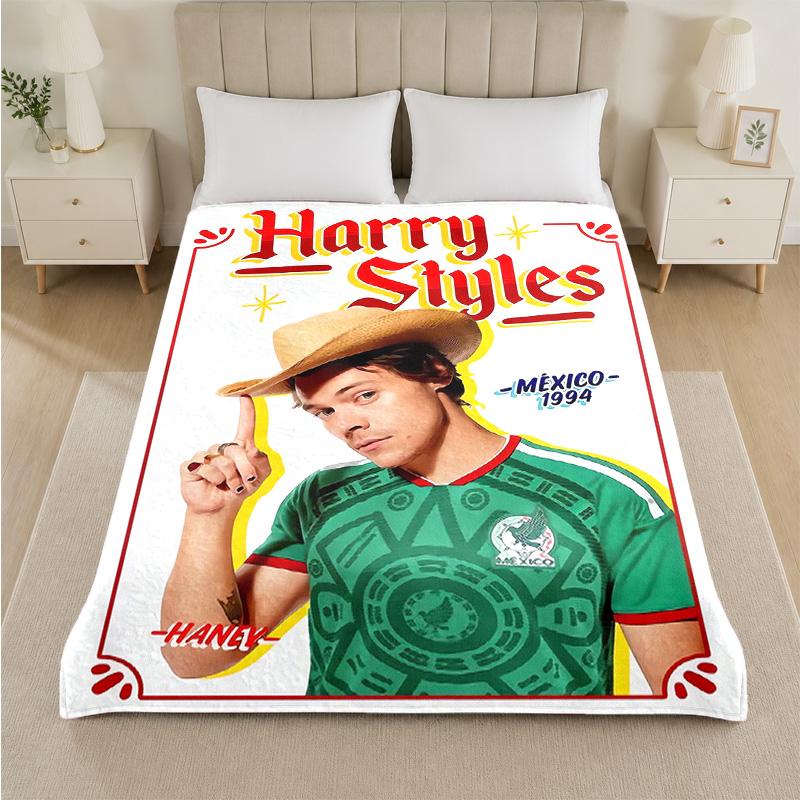 Harry Styles Print Flannel Blanket Cozy Warm Plush Throw Blanket For Bed Sofa Couch Indoor Household Use