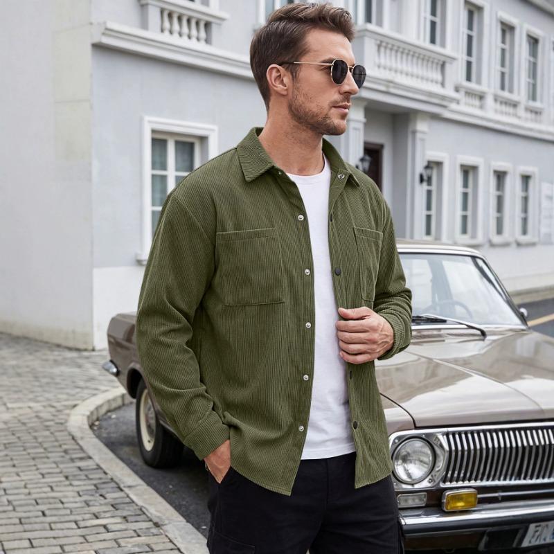 Men S Corduroy Button Up Shirt Slim Fit Casual Workwear Jacket