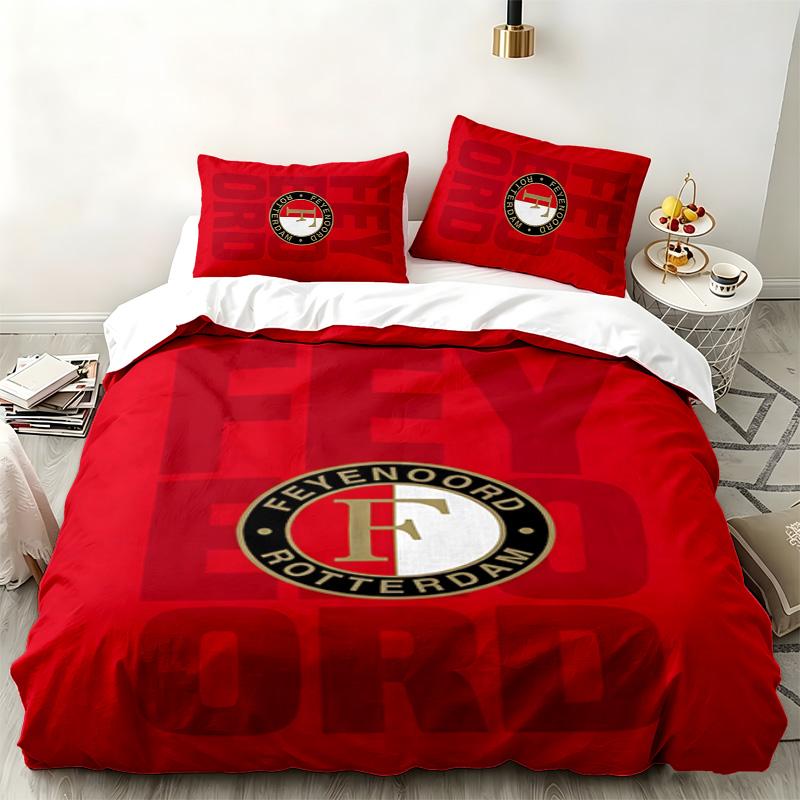 Feyenoord Rotterdam Комплект из 3 предметов Идеально подходит для спальни Удобный комплект постельного белья включает пододеяльник и две наволочки Идеальный подарок на день рождения или Рождество