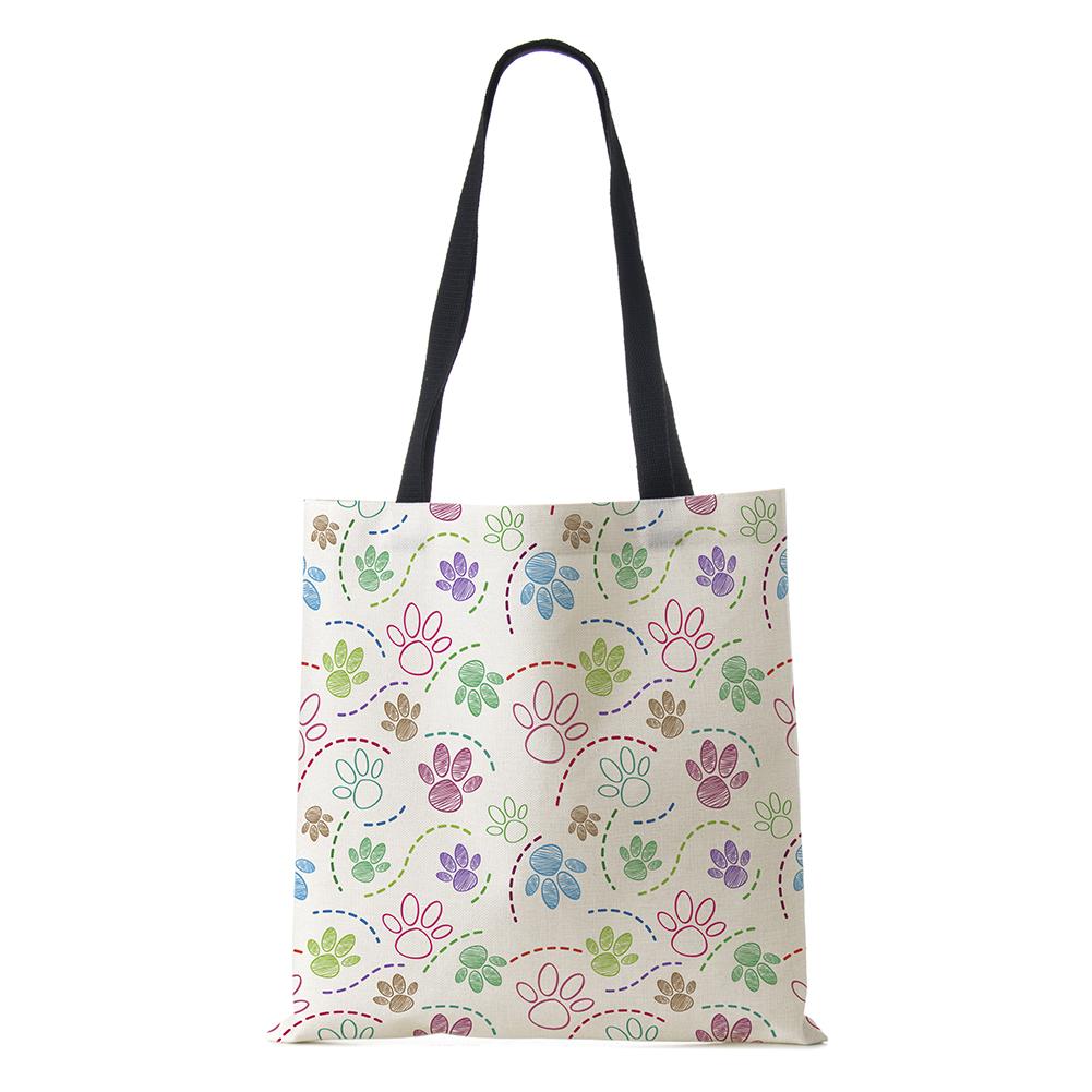 Cat Cartoon Shoulder Bag Reusable Shopper Kawaii Canvas Tote Bag Women Haajuku High Capacity Casual Folding Handbag