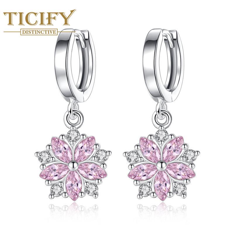 New Flower Zircon Earrings Temperament Petal Earrings