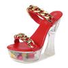 Fashion Women's Sandals High Heel Flower Patent Leather Metal Buckle Sexy Slippers 10365 Series 14cm Heel 4cm Platform