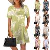 Женские летние платья Женские летние платья с цветочным принтом Повседневные платья с коротким рукавом и круглыми карманами