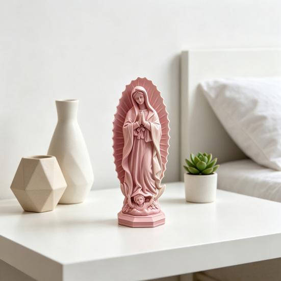 Virgin Mary Statue, Religious Resin Sculpture, Blessed Holy Mother Figurine for Catholic Home Desk Decor