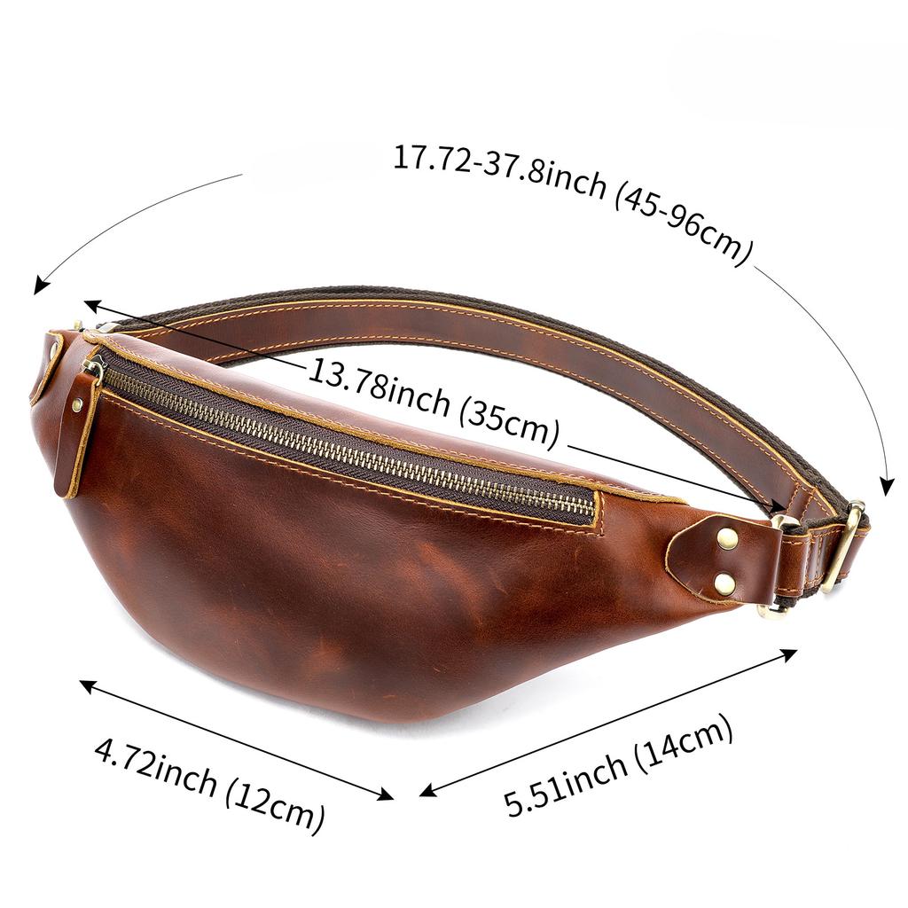 Мужская поясная сумка Crazy Horse Leather Head Layer из натуральной коровьей кожи в винтажном стиле