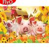 Алмазная картина Свинья, полная квадратная круглая ручная работа 5D DIY Алмазная вышивка, мозаика с животными, осенние украшения с подсолнухом
