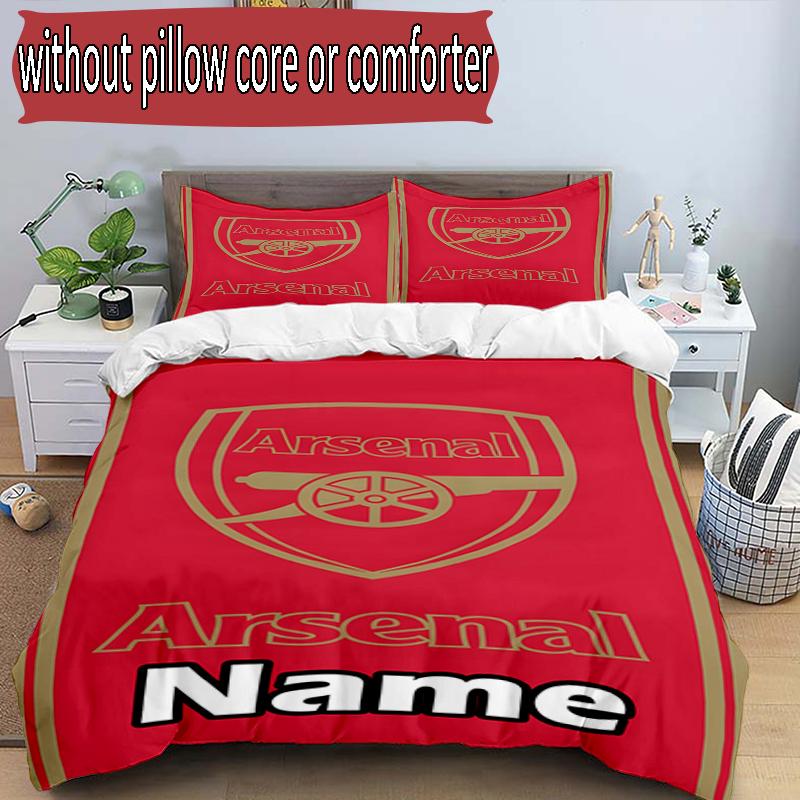 3pcs Duvet Cover Set (1*Duvet Cover + 2*Pillowcase, Without Core), Custom Name football team Pattern Bedding Set, Home Bedroom Decor Gift