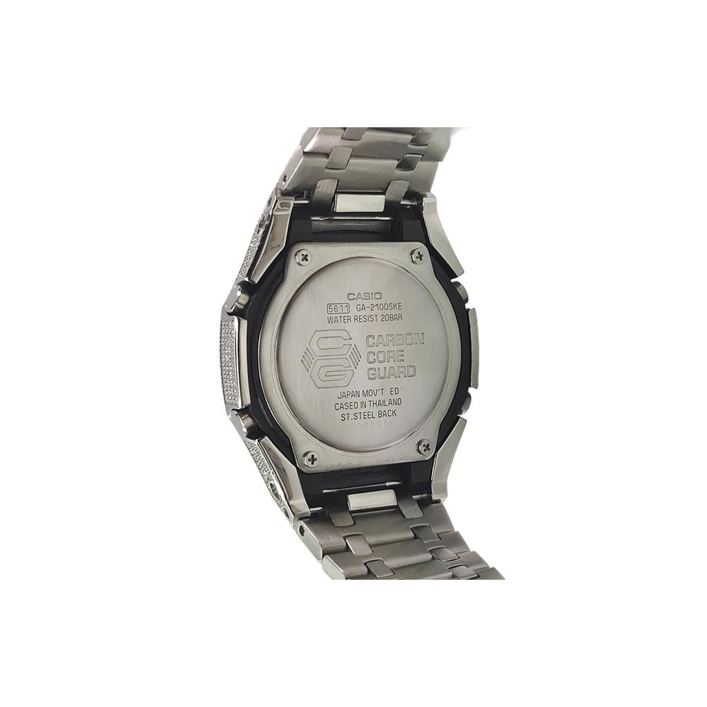 Casio Мужские часы с ЖК-дисплеем и аналоговым двойным дисплеем, серия 44 мм, черные, GA-2100SKE-7A(Watch3--)