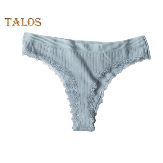 Женское ребристое хлопковое нижнее белье с кружевной отделкой и заниженной талией, мягкие эластичные трусики-бикини, бесшовные трусы для повседневной носки