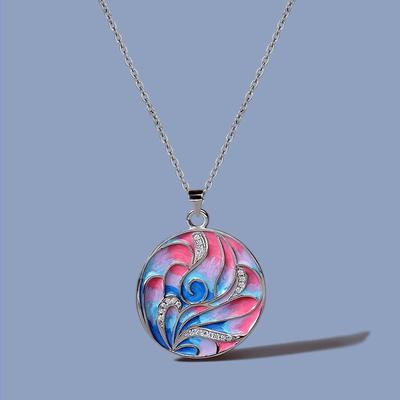 Изысканный цвет эмали, ожерелье с цветком розы, один цвет, эмаль ручной работы, женская линия, геометрическая цепочка для свитера