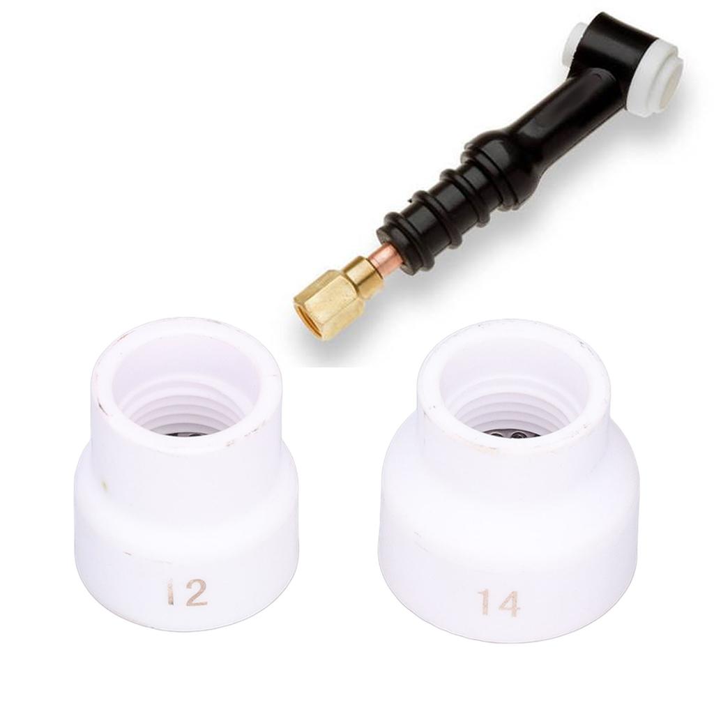 2Pcs TIG Welding Cup 12#/14# Ceramic Nozzle Accessory Set Kit for WP9/17/18/20/25/26(White )