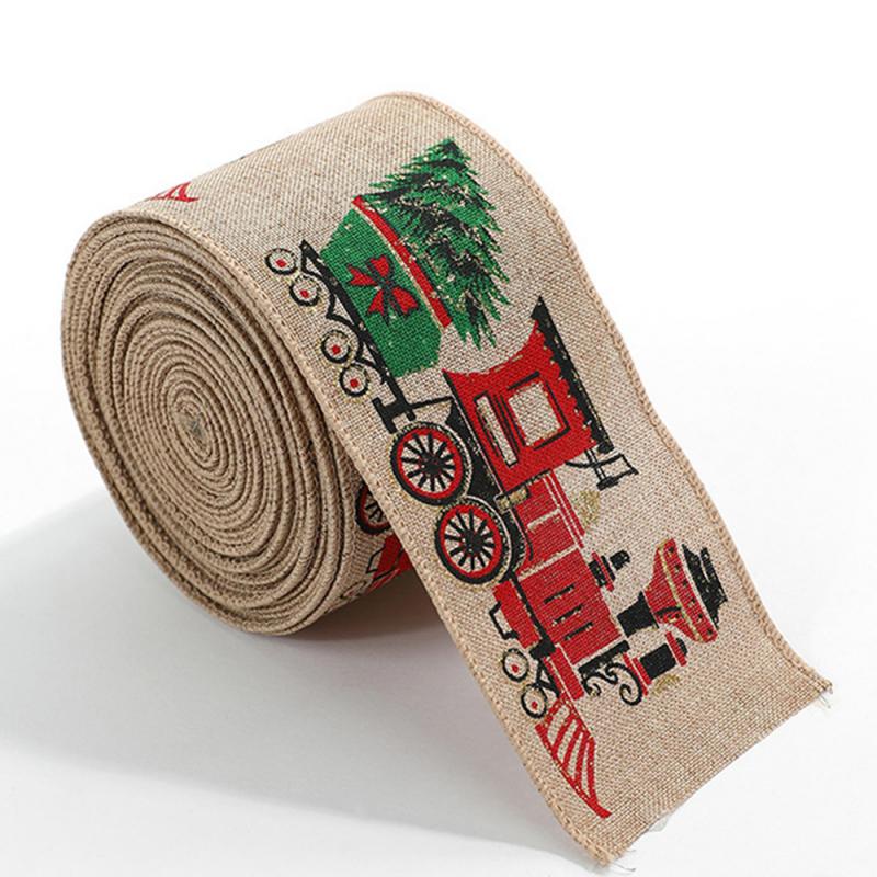 6,3 см льняная рождественская лента для упаковки подарков, рождественских елок, ленты для сделай сам, венок, банты, снеговик, веревка, украшение 2025 Navidad