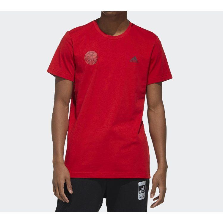 adidas Футболки Мужские Светло-алый Круглый вырез Умеренный Прямой крой FU6220