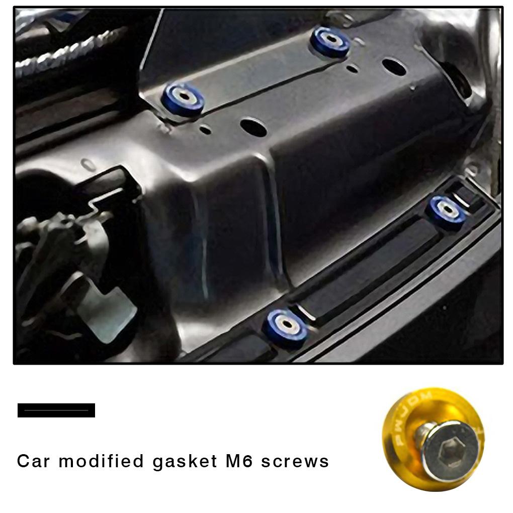 10pcs For M6 JDM Car Bumper Engine Concave Screws Modified Hex Fasteners Fender Washer Auto Part Accessories