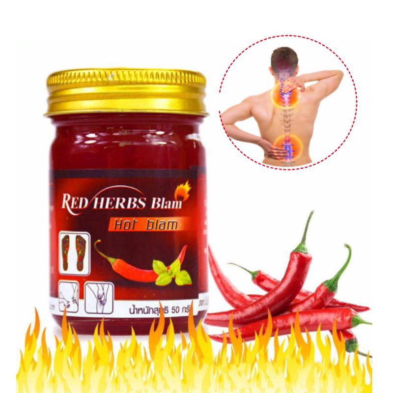 Red Herbs Balm with Red Chili Pepper and Mint 50g With Strong Heating Effect