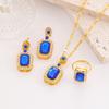 Наборы из 4 предметов Изысканное квадратное ожерелье со стразами Серьги Кольцо Набор с цирконом Шарм Женский циркон Мода Свадебные подарки для женщин