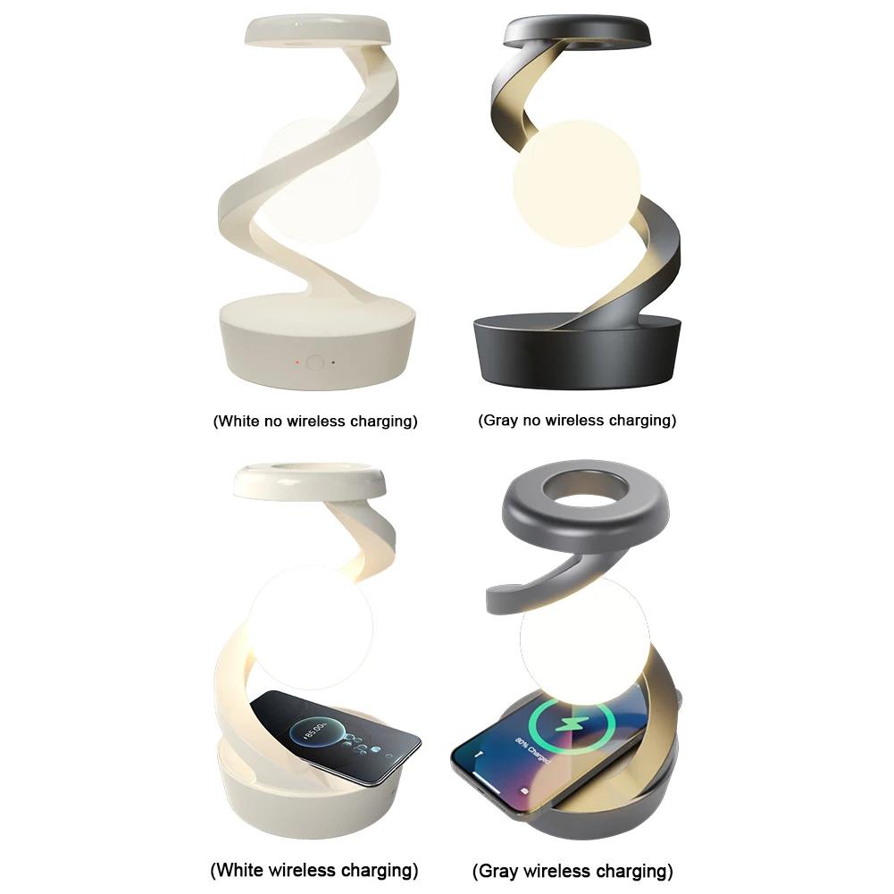 3D Левитирующая Лампа-Шар с Беспроводной Зарядкой для Телефона Креативная Настольная 3D LED Лампа Парящая Лунная Настольная Лампа для Спальни Оригинальный Подарок