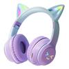 Headphones Megadream with Microphone Hearing Protection for Children Adults Universal Foldable Cat Ear Headphones Cat Ear LED Sides RGB Light Design