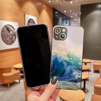 Крутой чехол для телефона с живописью для iPhone 14 13 12 11 Pro Max X XR XS 8 7 Plus, цветной чехол для телефона из жидкого стекла