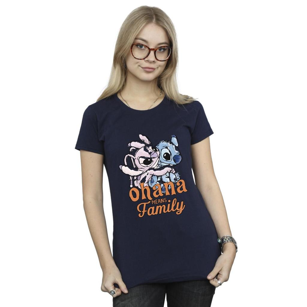Disney Womens/Ladies Lilo And Stitch Ohana Angel Hug Cotton T-Shirt