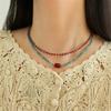 Bohemian Style Red Agate Natural Stone Beaded Necklace Simple Light Luxury Collarbone Chain