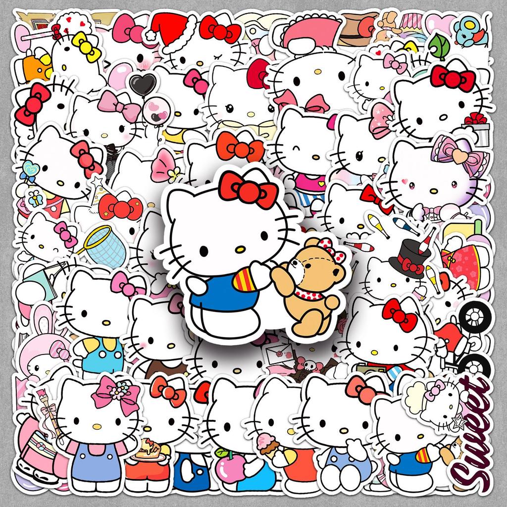 50 Наклеек Hello Kitty - Sanrio Японское Аниме для Тетрадей, Бутылок для Воды, Планировщиков