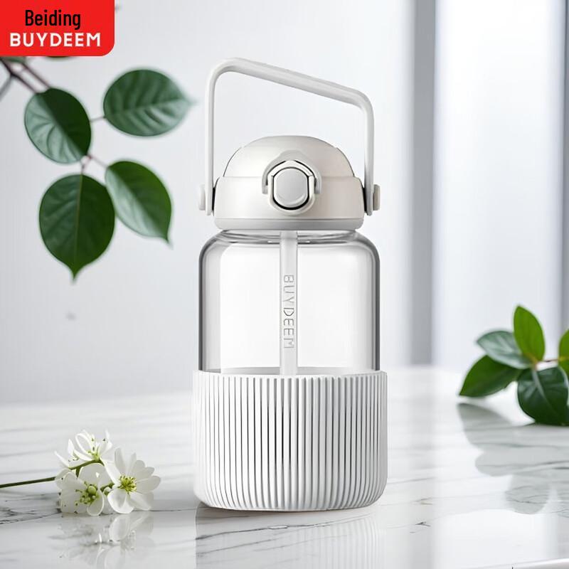 Стеклянная бутылка для воды Buydeem со съемной крышкой-защелкой и стеклянной трубочкой