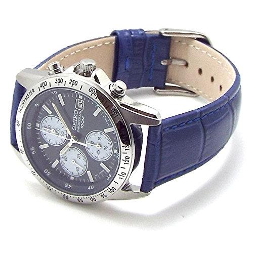Seiko Часы-хронограф с ремешком из натуральной кожи, авторизованная внутренняя дистрибуция, темно-синий ремень SND365P1-BL [Параллельный импорт]