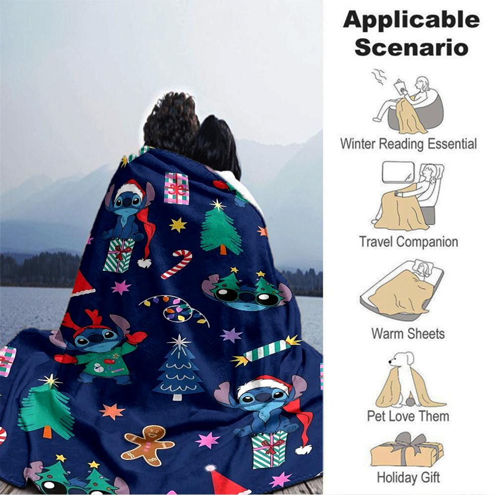 Christmas Stitch Blanket Soft Throw Blanket For Home Bedroom Bed Sofa Travel Office Solid Christmas Blanket