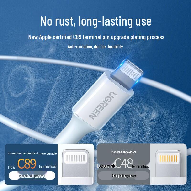 Ugreen Сертифицированный MFi USB-кабель для быстрой зарядки Lightning