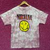 Футболка Nirvana Never Mind с розовым тай-дай и смайликом, размер L