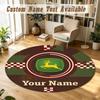 Round Rug Custom NameJohn Deere Pattern Non Slip Carpet Home Floor Decor