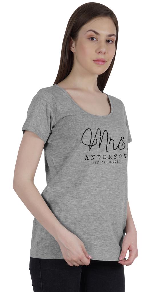 Inkdotpot Персонализированная женская футболка-топ Mrs Wedding Announcement Shirt-2S